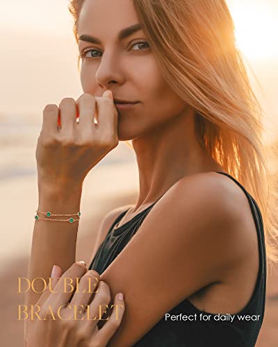 Louisa Secret Layered Link Bracelets, Dainty Bracelets For Women, Adjustable Simple Jewelry Cute For Girls, 925 Sterling Silver Bracelets Anniversary Birthday Mothers Day Gifts For Her Women Wife #TOP2