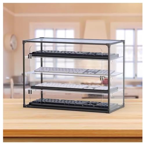 ERoomQ Multi-Layer Keyboard Display Stand, Mechanical Keyboard Desktop Storage Rack 4/6 Layers Acrylic Box with Dustproof Door for Home Store and Office Decor (Clear 40x20x60cm)