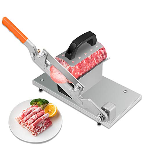 for Home Or Commercial Use,Meat Cleaver Slicer, Manual Frozen, Vegetable Beef Mutton Stainless Steel Meat Slicing Machine for Home Kitchen Hot Pot Shabu BBQ