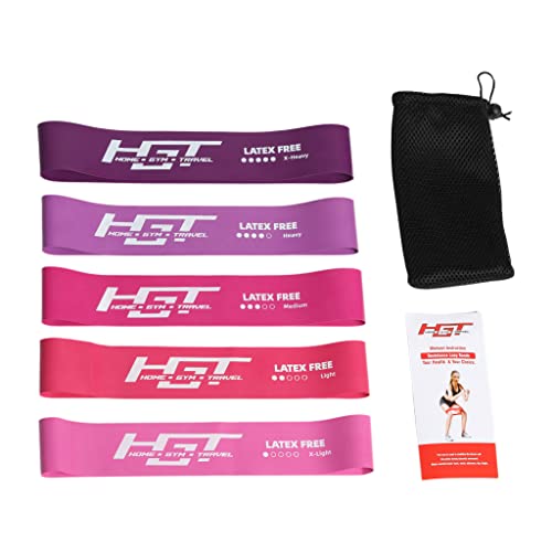 Hgt Resistance Bands Set -Latex-Free Booty Bands For Women & Men - Supports Stretching, Yoga, Pt, Glutes & Legs Training - Exercise Equipment For Home/Gym Workouts - (5 Bands, Purple) #TOP11