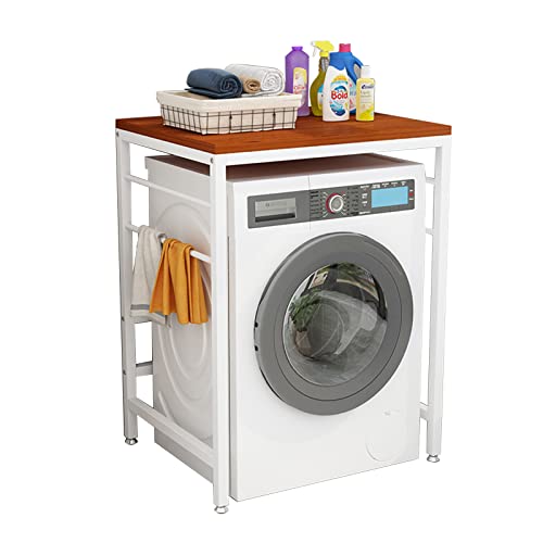 Estante de lavandería con soporte para secadora, unidad de almacenamiento independiente para lavadora y secadora de carga frontal, perfecto para la organización del baño