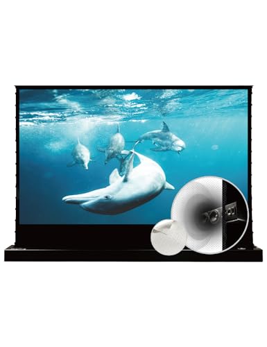 VIVIDSTORM-4K Movie Projector Screen S 84 Inch Sound Transparent Perforated Floor Rising White Fabric 4k HD Ready Home/Movie Theatre Work with Normal Throw Projector, VSDSTPW84H