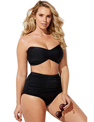 Swimsuits For All Valentine Ruched Bandeau High Waist Bikini Set