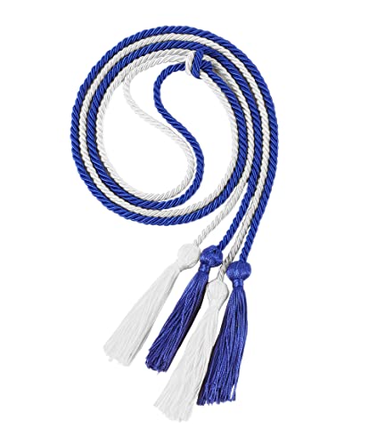 UIALECG Double Graduation Honor Cords - Royal Blue and White 68 Long