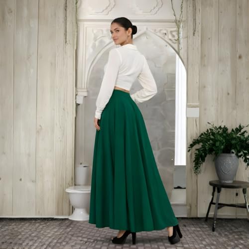 Image of JYESHTA Women's American Crepe Flared A Line Stitched Long Skirt with 12 Mtr Flare 40 in Height | Skirts for Women Long Length | Long Skirts for Girls