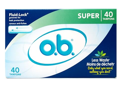 o.b. Tampons, Super Absorbency, Fluid-Lock Leak Protection, 40 Count (Pack of 1)