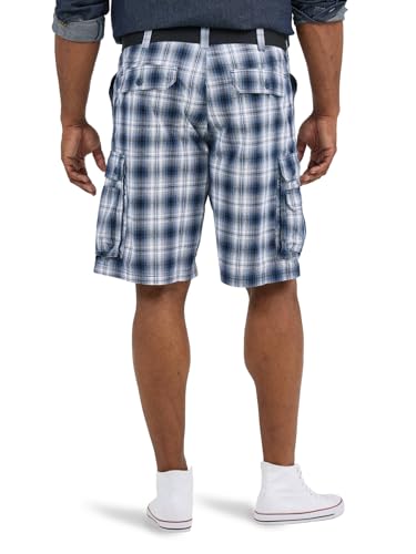Lee Men's Dungarees New Belted Wyoming Cargo Short Blue Plaid 32 image 3