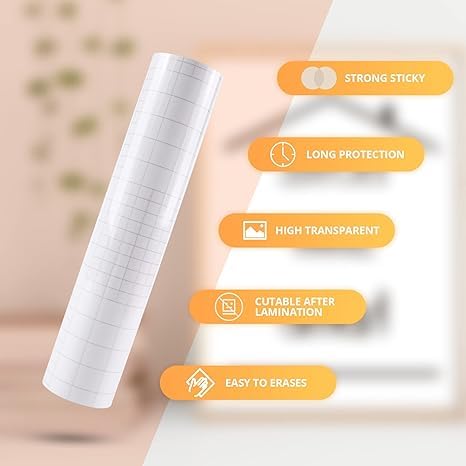 Image of Clear Self-Adhesive Laminating Vinyl Roll | Non-Thermal Laminating Film for Stickers, Decals & Paper Crafts | No Machine Needed | Waterproof Clear Vinyl Laminate for DIY & Office Use (12 inch x 15 FT)
