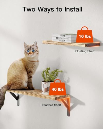 AMADA HOMEFURNISHING Wall Shelves Set of 6, Rustic Farmhouse Style, Wood Floating Shelves for Wall Decor, Bathroom & Bedroom Storage, Living Room Book Shelves, 6pcs