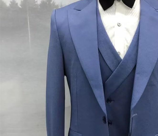 Men 3-Piece Slim Fit Formal Suit Banquet Business Blazer Vest Pants Wedding Groom Set2