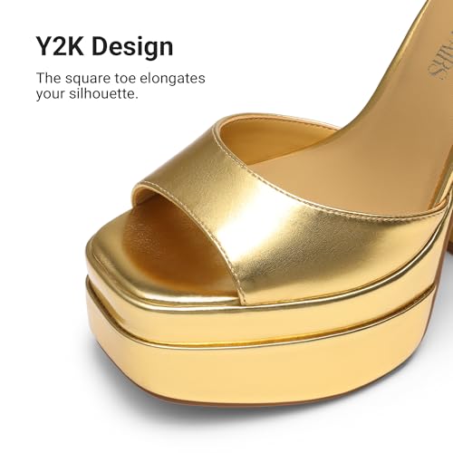 Image of DREAM PAIRS High Heels Chunky Block Platform Heels for Women Ankle Strap Sexy Open Square Toe Heels Dressy Pumps Sandals