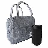 MATERIALES: Bolsa de Tela Vaquera Gris con Revestimiento Termico que soporta Altas y Bajas Temperaturas. Incluye Termo de Material Aislante para Contener Liquido por Buen Periodo de Tiempo. En la Base tiene Capa Antideslizante para Evitar Derrames.