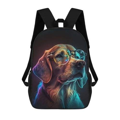 Sac à dos scolaire 3D Neon Pup 17 pouces pour enfants et filles