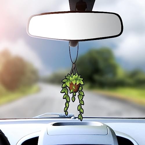 Image of 6 Pcs Plants Car Air Fresheners, Funny Plants Hanging Car Air Fresheners Long Lasting Cute Mirror Scented Hanging Decoration Ornaments Gift Interior Accessories for Men Women