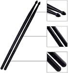 5A Nylon Drumsticks for Drum Set Light Durable Plastic Exercise ANTI-SLIP Handles Drum Sticks for Kids Adults Musical Instrument Percussion Accessories (Black+Yellow)
