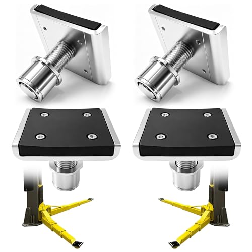 JL JiveLum 4 Pack Auto Adapters for 2 Post Lift Car Lift Truck Adapter Accessories Galvanized Steel Spin-Up Frame Adapter with Anti-Slip Rubber Pads Compatible with KT ME Challenger Auto Lifts