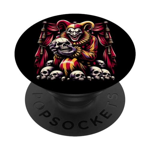 T-shirt gothique Harlequin Skulls Macabre - Dark Fantasy Joker Skull PopSockets PopGrip Interchangeable