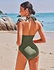 AI'MAGE Badeanzug Damen Sexy Schwimmanzug Sommer Einteiliger V Ausschnitt Bauchweg Bademode Swimsuit, Armeegrün, M #2