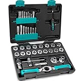 Bestwork 42-Piece Metric Tap and Die Set with Comfortable Ratcheting Tap Handle for Internal and External Threading