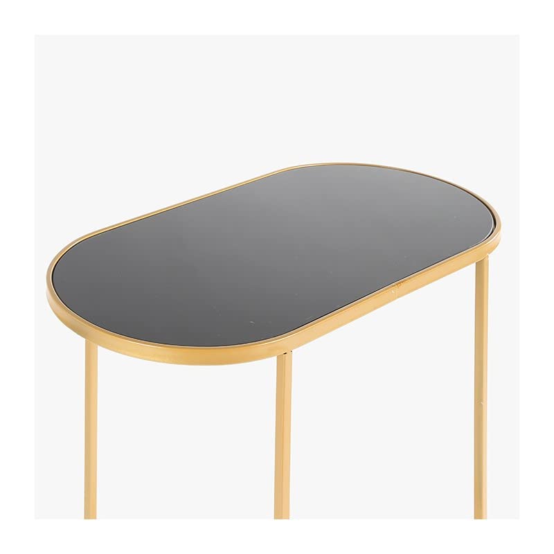 Mesa dorada compacta de espejo negro cuadrada para salones pequeños 6