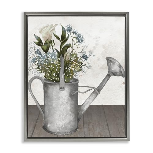 Stupell Industries 'Floral Pitcher Watering Can'| Floating Frame Canvas Art