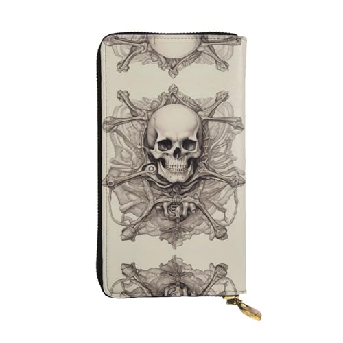 Portefeuille en cuir imprimé squelette portable, l'accessoire de voyage idéal