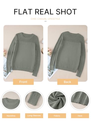 Image of EVALESS Womens Sweaters Casual Long Sleeve Crewneck Knit Lightweight Hollow Out Crochet Sweater Pullover Tops