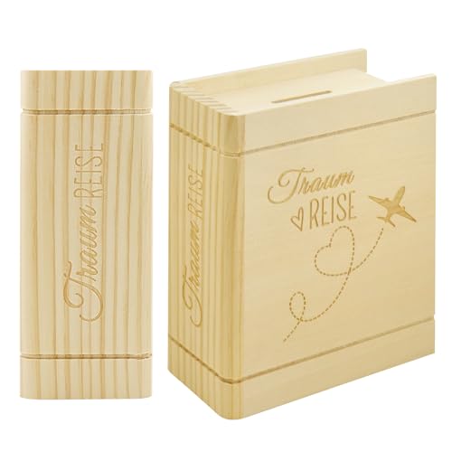 Holz Spardose Buch Sparbox Mit Gravur Sparschwein Sparbüchse Money Box Geld Sparen Box Gelddose Geschenkideen Für Urlaubskasse Haushaltskasse Trinkgeld...