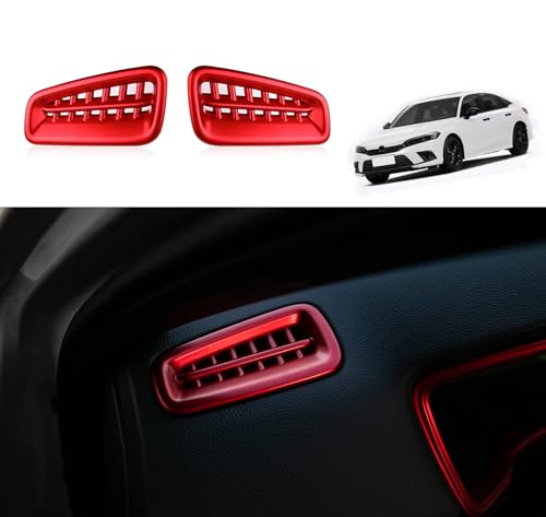 JIEOSDIN Car Accessories Front Air Conditioner A/C Outlet Vent Covers Trim Decorative Panel Frame Compatible with Honda Civic 11th Gen 2022 2023 2024 (Red) 2PCS ABS