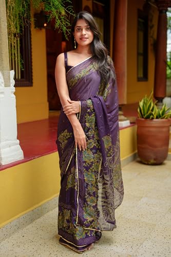 Image of MIRCHI FASHION Saree for Woman Chiffon Colorblock with Foil Work | Shimmer Festive Women's Sari for Wedding Functions and Ceremonies