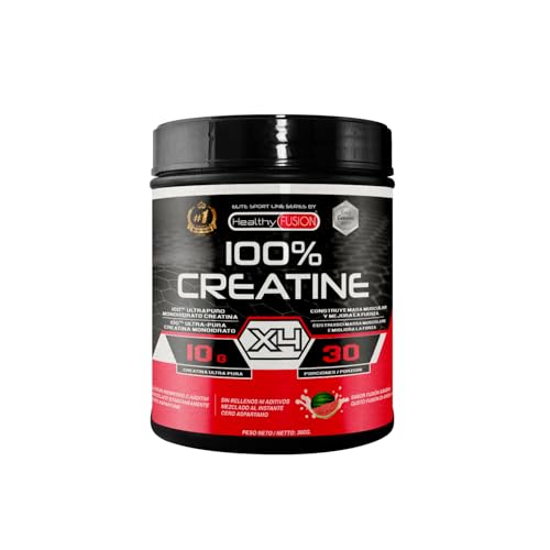 Healthy Fusion 100% Creatina Monoidrato, Alta dose | 10g di Creatina per porzione | Favorisce la crescita muscolare e migliora la resistenza fisica | Alta solubilità | 300g gusto anguria