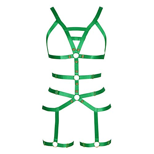 PETMHS Conjunto de liguero estilo gótico de Halloween con correa punk para mujer, Fruta Verde, talla única