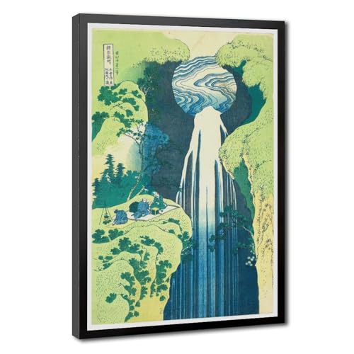 Impression sur toile cascade Amida par Katsushika Hokusai, déco bureau suspendue 40x60cm