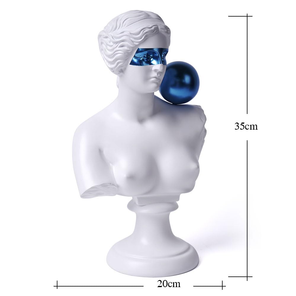 Griechische Büste Skulptur Statue Abstrakte Figur Moderne Deko Kunst Geschenk für Wohnzimmer Schlafzimmer Tisch Resin Weiß 35cm