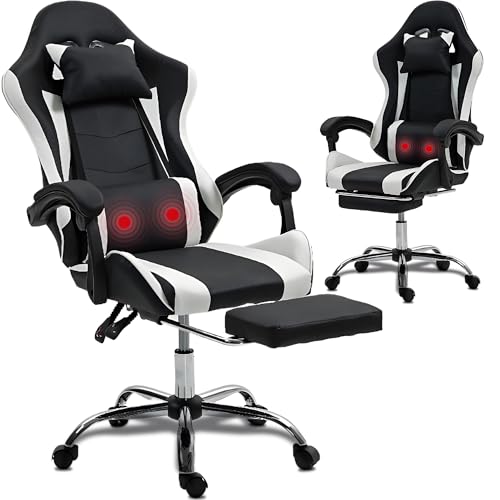 Massage Gaming Chair with Footrest