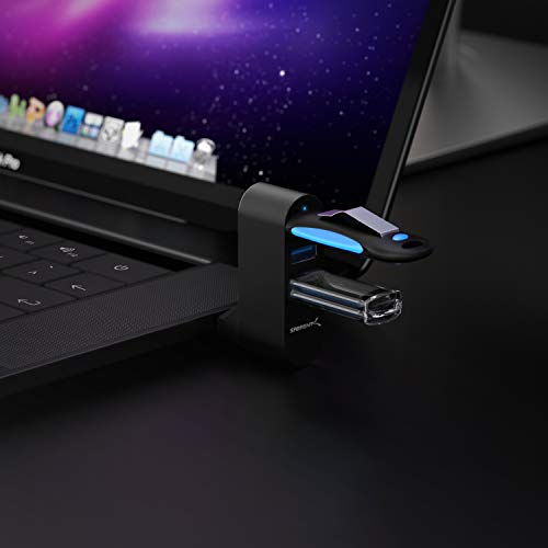 Sabrent Premium Mini Hub in Alluminio 3 Porte USB 3.0 Rotante (Rotazione di 90°/180°) [Nero] (HB-R3MB)