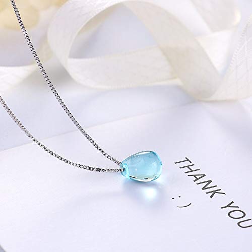 Collier cristal bleu chaîne clavicule argent 925 goutte d'eau