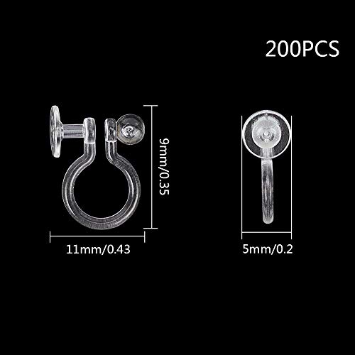 arricraft 200PCS Platic Earring Components Clear Clip-on Earring Converter Clip-on Earring Findings for DIY Non Pierced Earring Making Supplies