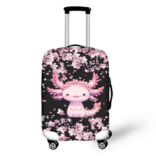 Image of Mumeson Axolotl Print Luggage Covers, Protective Elastic Suitcase Protectors Lightweight Zipper Closure Luggage Cover Fit 18 19 20 21 Inches