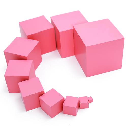 Adena Montessori Wonderfully Sensorial Teaching Toys for Children 2 3 Years Old - Montessori Small Pink Tower 0.7-7cm