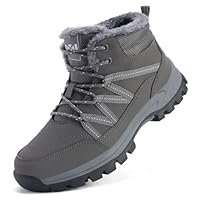 ZHNSHM Schneestiefel für Herren warm mit Fell gefüttert Stiefeletten wasserabweisend rutschfest Outdoor-Stiefel verschleißfeste Winterschuhe