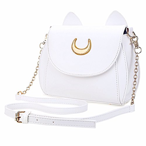 Vi.yo Womens Designer Porte-Monnaie et Sacs à Main Dames Kawaii Moon Chain Shoulder Bag Dames Luna Cat PU Cuir Femme Messager Croix-Corps Sac