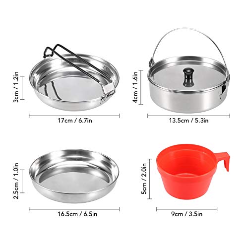 Popote de camping avec casserole, poêle et tasse | Set de cuisine pour randonnée - 3