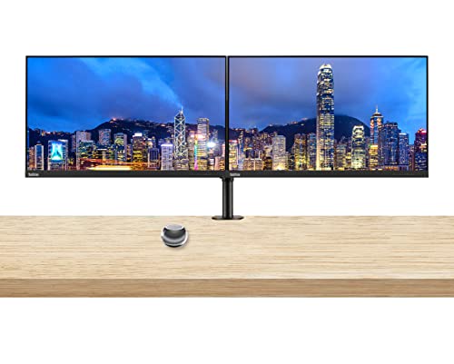 Image of Lenovo ThinkVision S24e-20 23.8 inch Full HD 1920 x 1080 WLED LCD Monitor 2-Pack Bundle with Mini Speaker, 250 Nit, FreeSync, HDMI-VGA, Raven Black, & Adjustable Desk Mount Monitor Stand