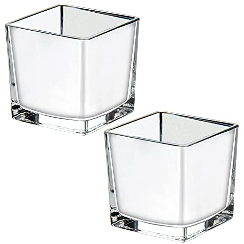 12 * 12 * 12CM Dekoglas Cube, Glasvase, Teelichtgläser Glaswürfel, Silber...