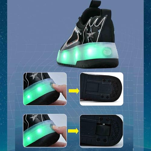 USB LED Light Up Kids Roller Skate Shoes with Wheels, Sneakers for Boys Girls Birthday Thanksgiving Christmas Day3