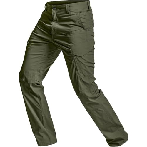 CQR Men’s Quick Dry Tactical Pants, Water Resistant Outdoor Pants, Lightweight Stretch Cargo Work Hiking Pants