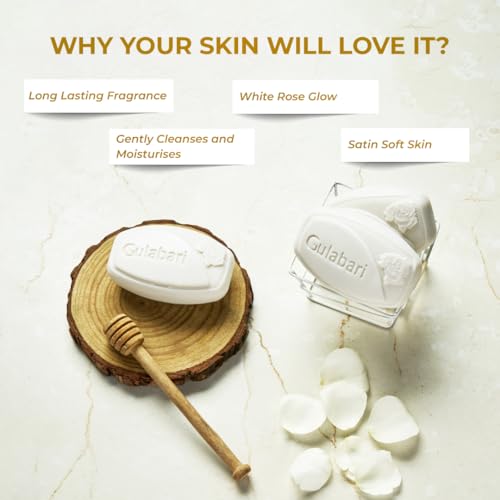Image of Gulabari White Rose Soap - 450g (150g x 3) | Moisturizing Bathing Soap for Soft, Glowing Skin for Skin & Body | Goodness of Almond Milk, Honey & Niacinamide