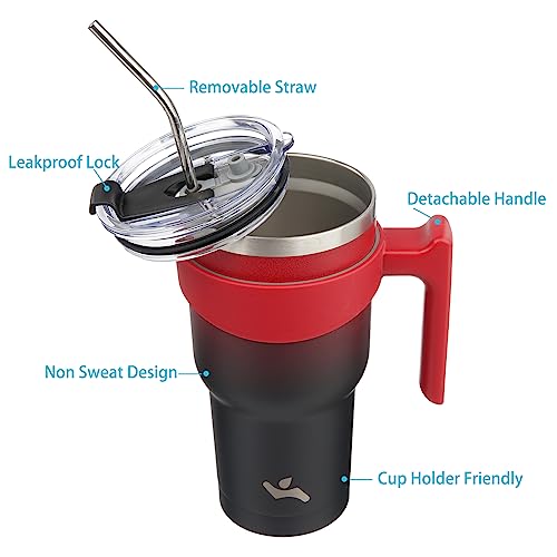 Image of Konokyo 40 oz Tumbler with Handle and Straw, Insulated Travel Mug