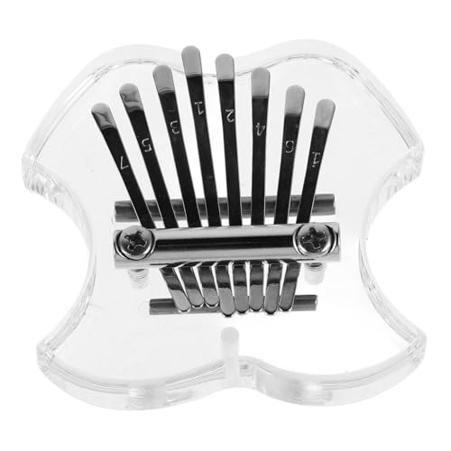Toyvian 8 instrumento musical piano de pulgar mini piano acrílico Kalimba de forma de manzana teclas instrumentos musicales infantiles piano de bolsillo piano de dedo acero Transparent